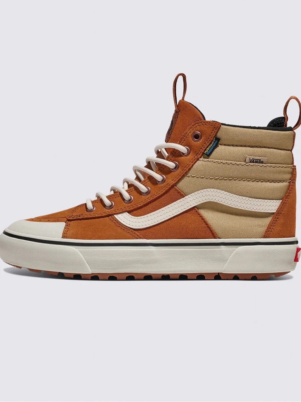 Vans Men’s Sk8-Hi High-Top Sneakers in Rust Brown and Beige